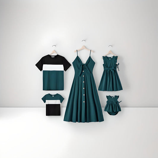 Conjunto Familiar de Vestido y Camisetas