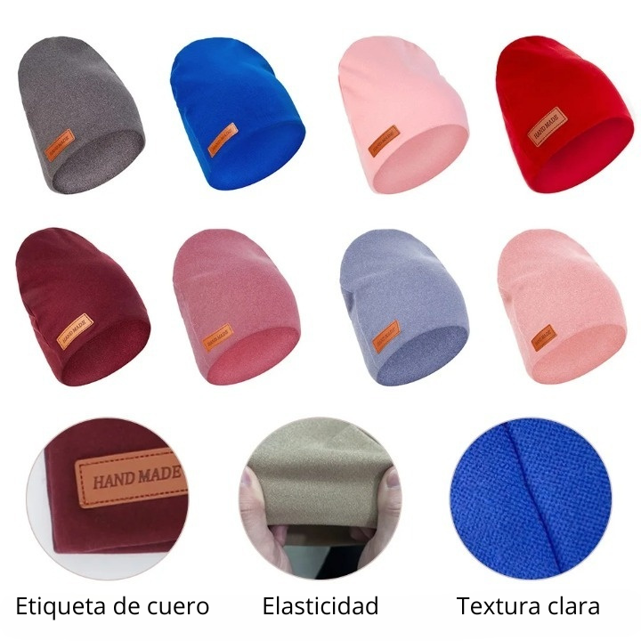 Gorro de Cachemira para bebé  recién nacidos, gorros de otoño e invierno con etiqueta de cuero hecha a mano, gorros para niños y niñas - Bebe a la moda 