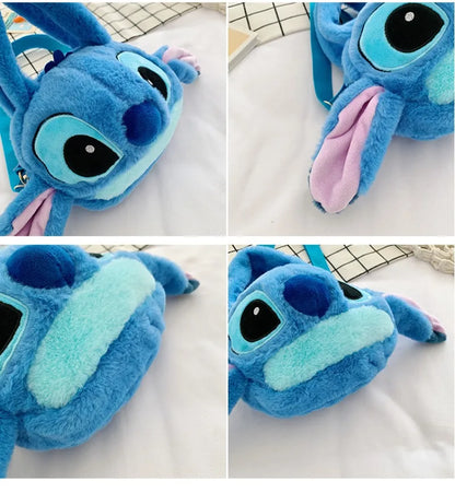 Disney-Bolso de peluche de Lilo & Stitch para niños, bolsa de mensajero de felpa Kawaii, bolso de mano para niña, juguetes de peluche de Anime, bolsa suave de peluche de dibujos animados - Bebe a la moda 