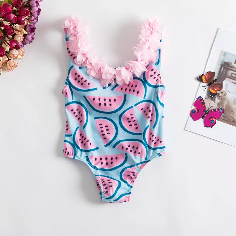 Conjunto de Bikini para bebé y niña, traje de baño de una pieza con estampado Floral - Bebe a la moda 