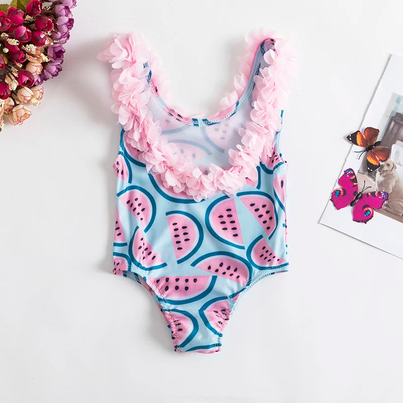 Conjunto de Bikini para bebé y niña, traje de baño de una pieza con estampado Floral - Bebe a la moda 