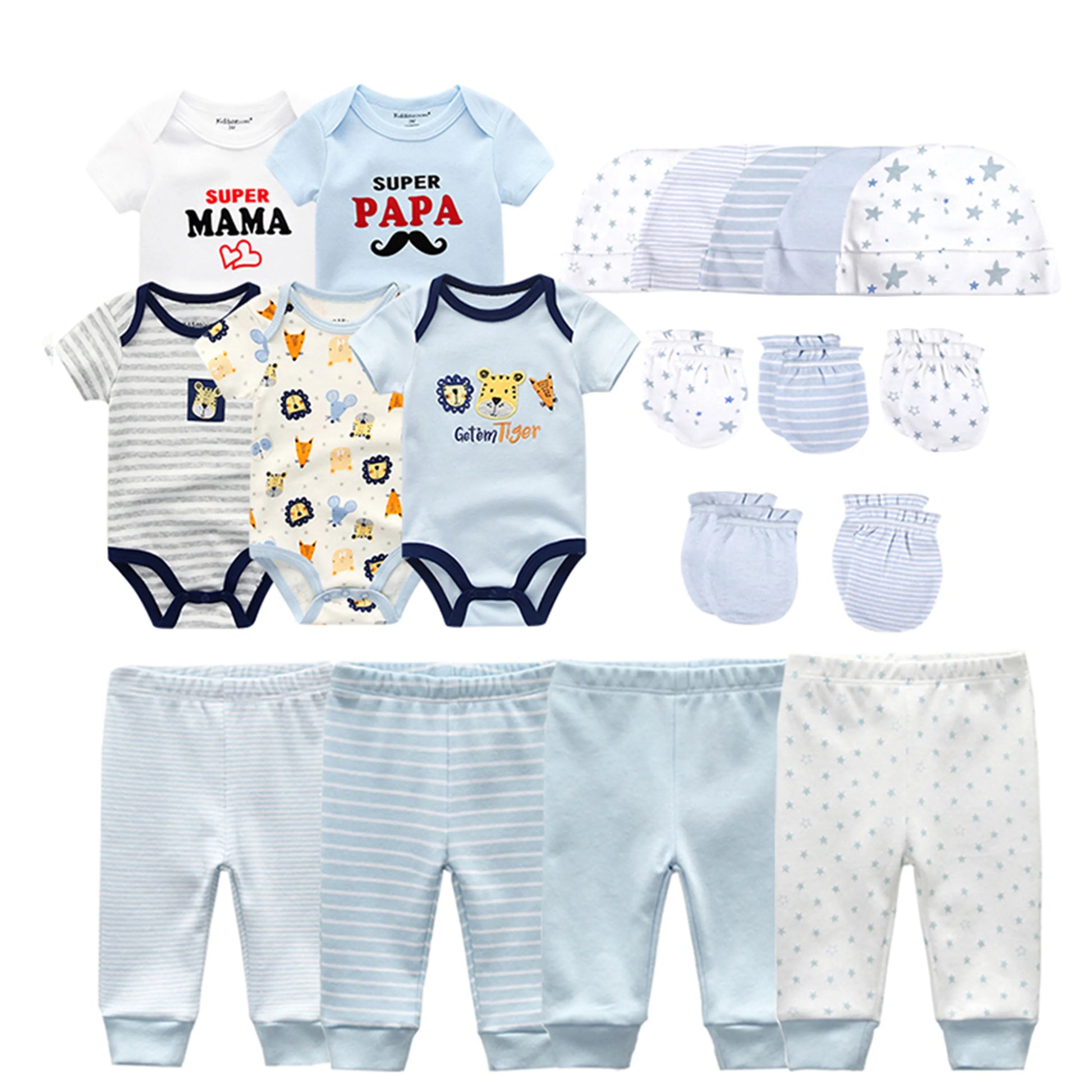 Kit de 20 Piezas de Ropa para Bebé - El Regalo Perfecto: Bodis, Pantalones, Gorros y Guantes en Algodón ¡Viste a los mas Pequeño con Estilo y Comodidad desde el Nacimiento hasta los 6 Meses! - Bebe a la moda 