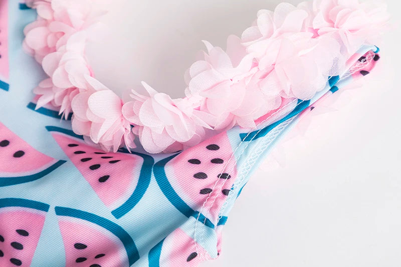 Conjunto de Bikini para bebé y niña, traje de baño de una pieza con estampado Floral - Bebe a la moda 