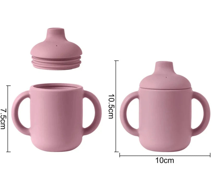 Taza de alimentación de bebé portátil, Botellas de mango de mano de aprendizaje para recién nacido, Vajilla de silicona, Botella de agua para niños pequeños, Accesorios para bebé - Bebe a la moda 